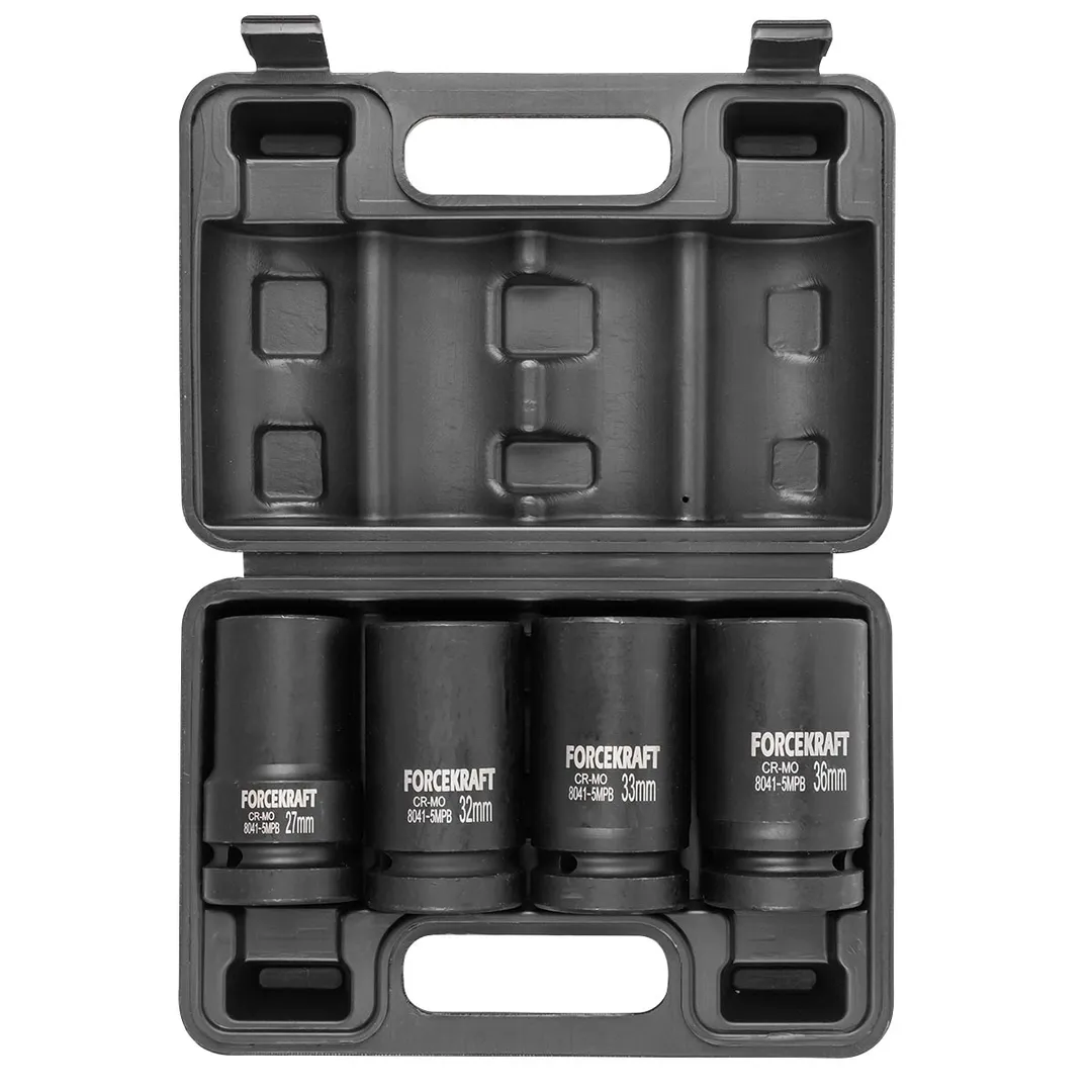 Набор головок ударных глубоких 4 пр., 1'' 6-гр 27- 36 мм ForceKraft FK-8041-5MPB