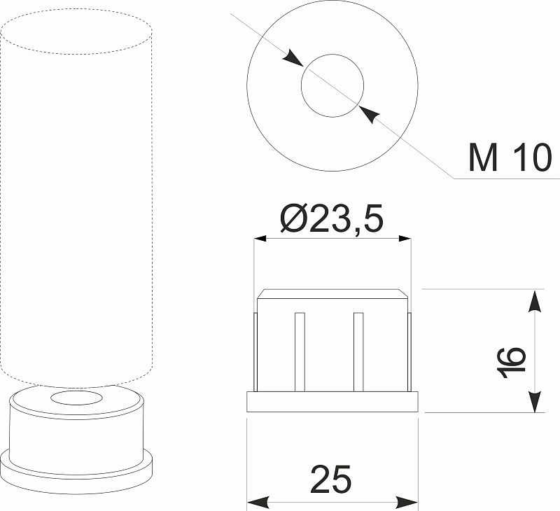 Заглушка внутр. трубы d25, 511Е, 0,6-0,8 с резьбой, без покрытия RU 79077