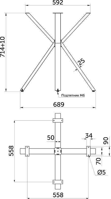 Подстолье VECTOR h714 под круглую столешницу, черный муар AKS 123194