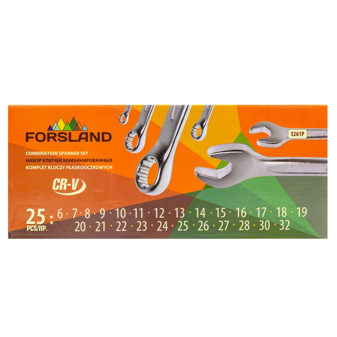 Набор комбинированных ключей 25 пр., 6-28, 30, 32 мм Forsland Forsland-5261P