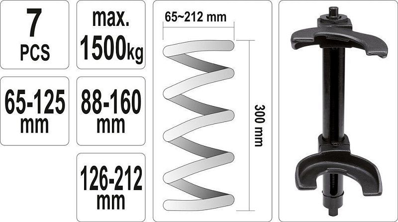 Съемник пружин подвески MacPherson 65-212 мм 7 пр. Yato YT-2536