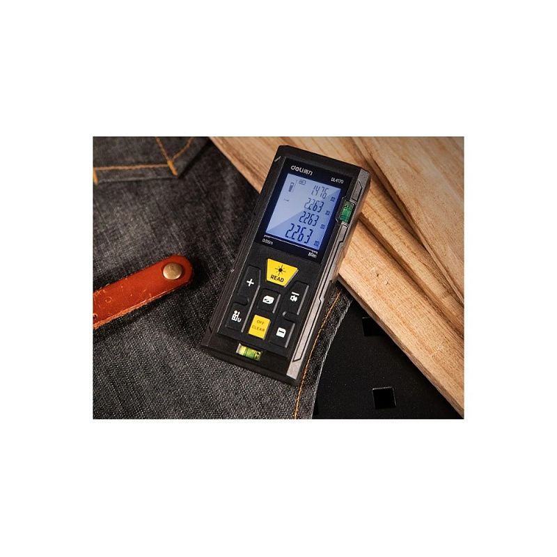 Дальномер лазерный Deli YS EDL4170, 100 м, желтый, черный