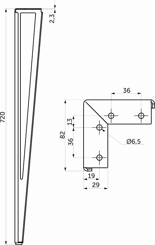 Опора мебельная SPACE h720, черный муар, 1 упак 4 шт., AKS 112501