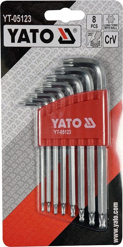 Набор ключей TORX с шариком T9-T40 CrV 8 пр. Yato YT-05123
