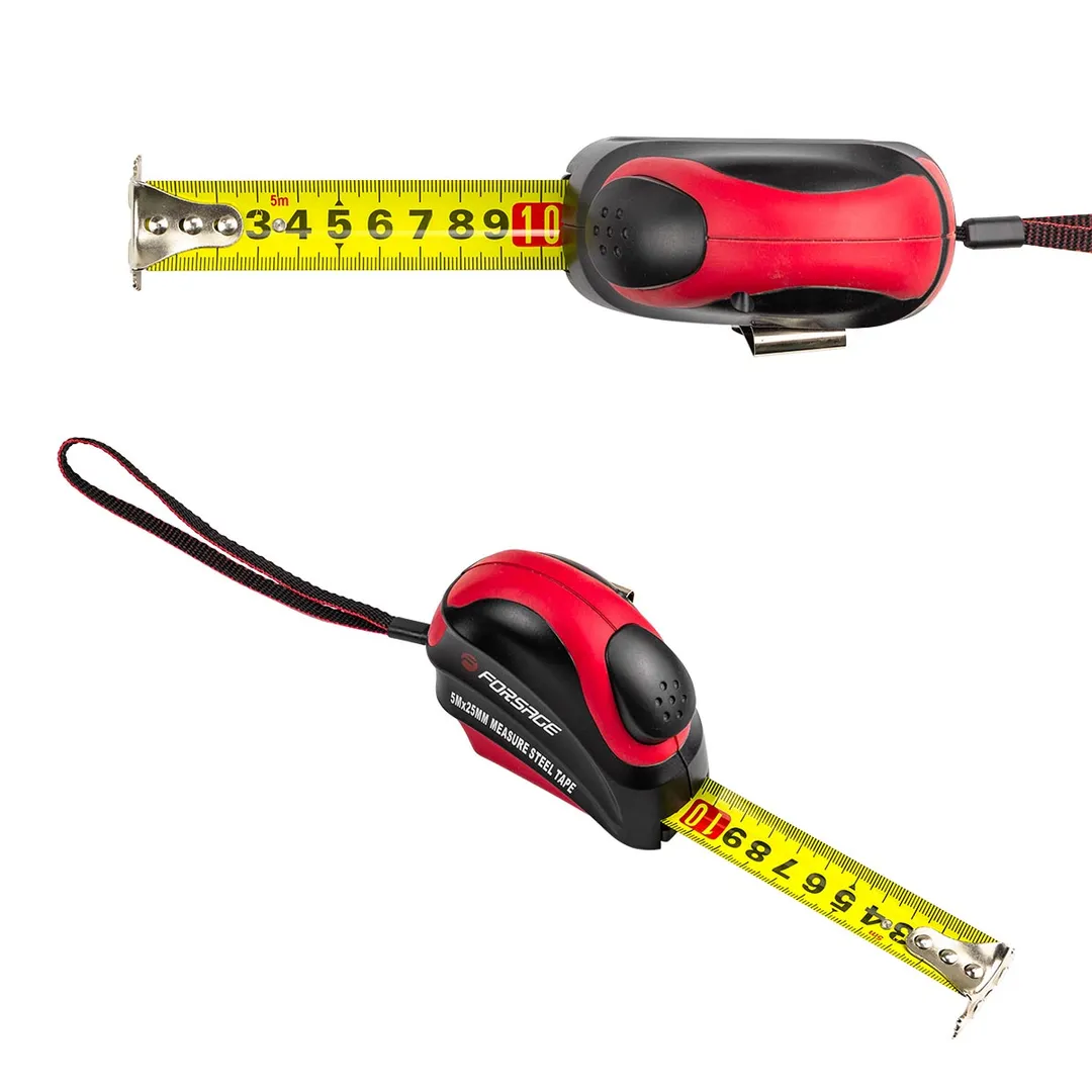 Рулетка 5мх25 мм, магнитный зацеп, автоблокировка, двухкомпанентный корпус Forsage F-5096P805A