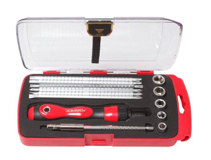 Отвертка реверсивная телескоп. переставная 2в1 с набором бит и головок 13 пр. Forsage F-2133