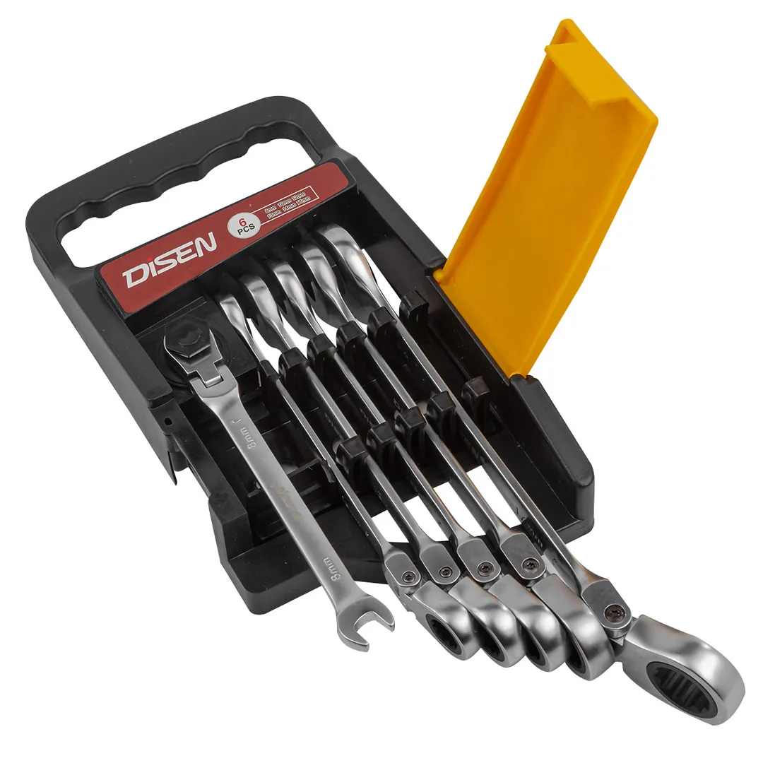 Набор ключей трещоточных с шарниром 8-17 мм, 6 пр. DISEN DSH1505F