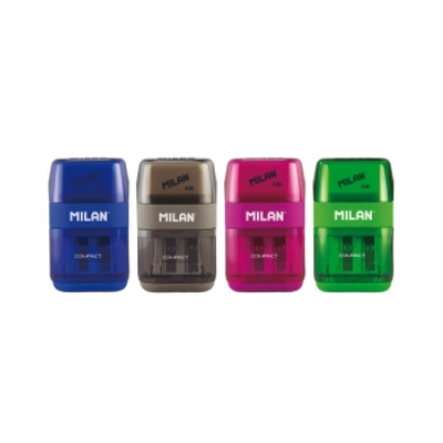 Точилка "Compact" с ластиком, 2 отверстия, с контейнером