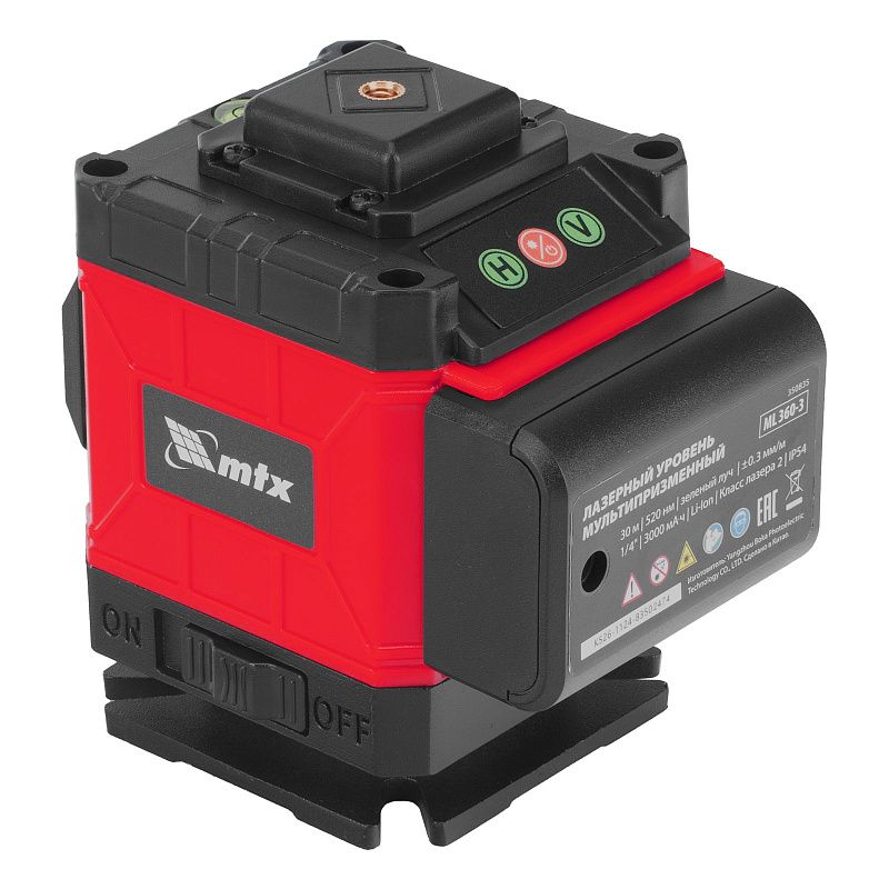 Лазерный уровень м-призм. ML 360-3 Basic SET, 30 м, зеленый луч, акк. Li 3000 мАч, сумка MTX 35083