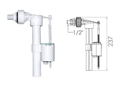 Поплавочный клапан боковой подачи воды, 1/2, пл. резьба, AV Engineering AVE129704