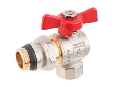 Кран шаровый угловой 3/4'' нар.-вн. бабочка (со сгоном) PN40 AV Engineering (с уплотнительным кольцом) AVE095034E