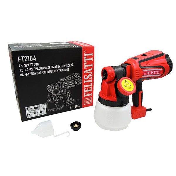 Краскораспылитель электрический 750, 750 Вт, 1200 мл/мин, давление 0,2 Бар Felisatti FT2104 Felisatti
