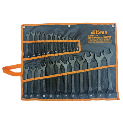 Набор комбинированных ключей 6-32 мм, рожковый ключ 36х41 мм 25 пр ISMA ISMA-5261P36 Black