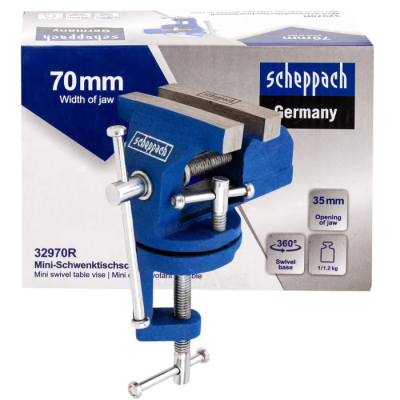 Тиски слесарные поворотные мини, ширина губ 70 мм Scheppach Sch-32970R