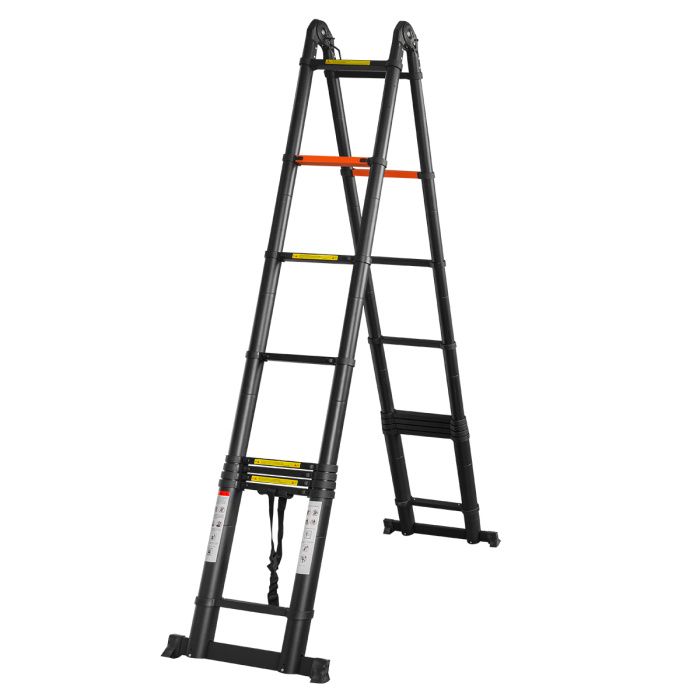 Лестница-стремянка телескопическая алюм. бытовая 3.6+3.6м, 9+9 ступ. RockForce RF-UP360-M