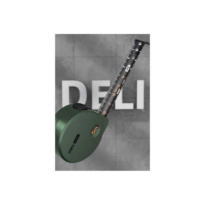 Рулетка Deli HS HT8519L, 5 м х 19 мм, Soft Touch, зеленый