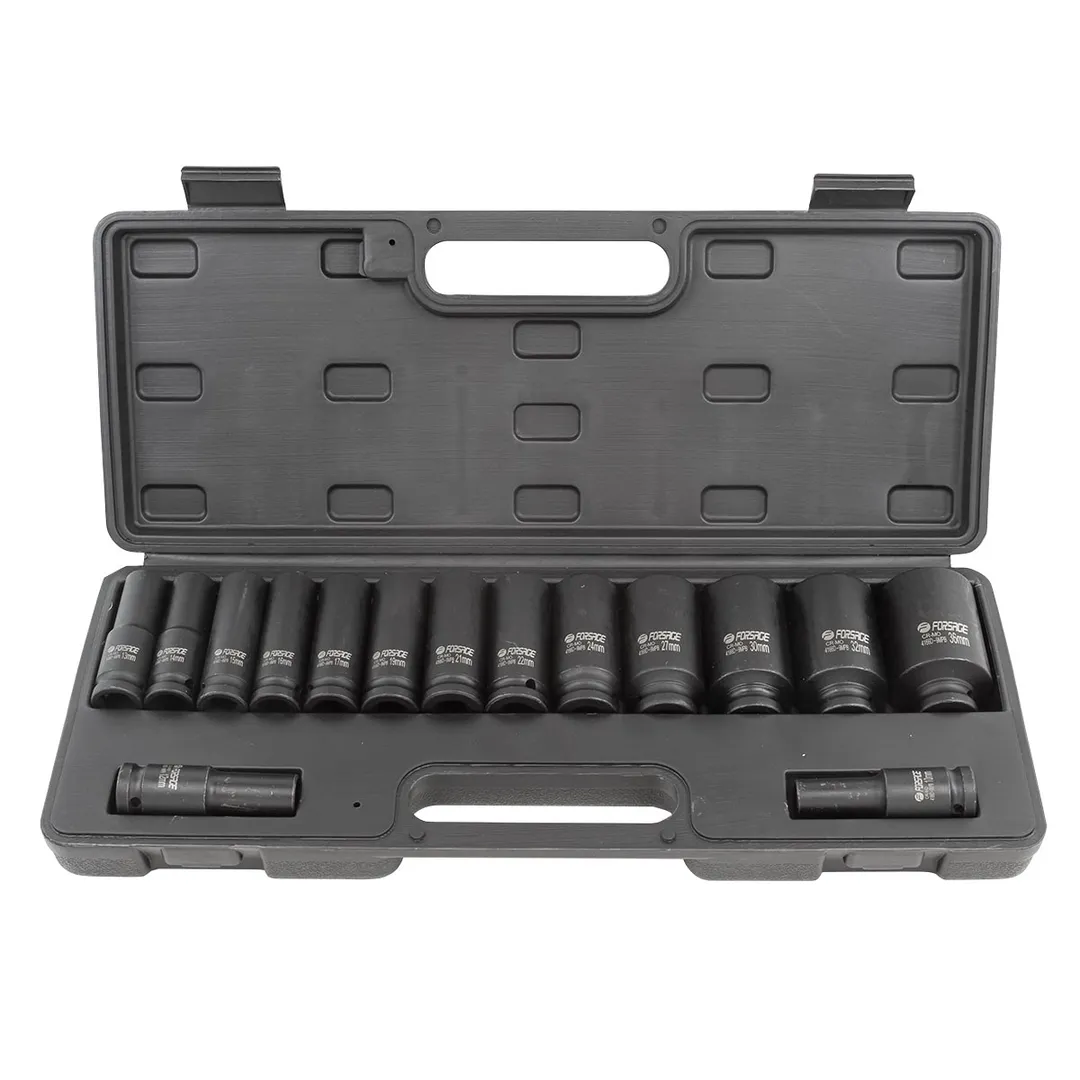 Набор головок ударных глубоких 15 пр., 1/2'' 12-гр., 10-36 мм Forsage F-4166D-9MPB