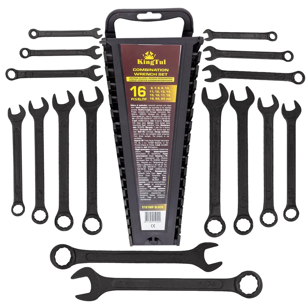 Набор ключей комбинированных 6-24 мм 16 пр KINGTUL KT-5161MP Black