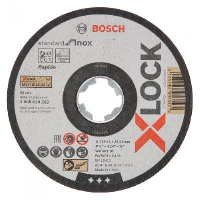 Отрезной круг X-LOCK 125x1x22,23 мм, 1 шт, Standard for Inox Bosch 2608619262