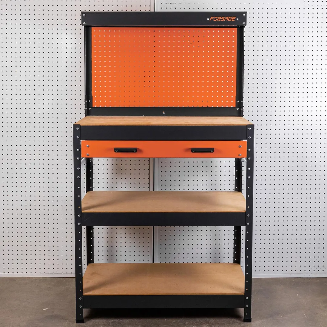 Верстак металлический 800х400х1400 мм с одной выдвижной полкой Forsage F-WT00303