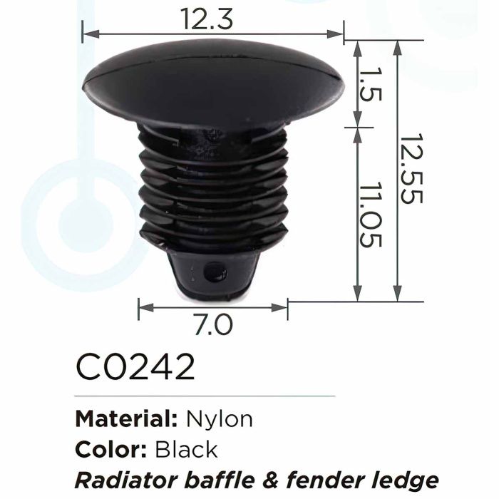 Клипса для крепления внутренней обшивки а/м GM, пласт., 100 шт Forsage C0242(GM)