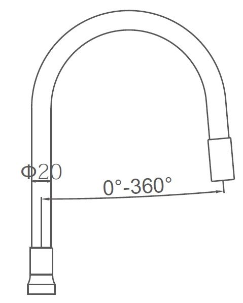 Излив гибкий для кухонного смесителя, нержавеющая сталь + силикон, хром + черный L7506-2 Ledeme