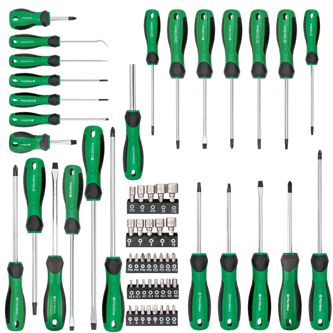 Набор отверток PH, SL, Torx, Square Head, биты PH, PZ, SL, Hex, Square Head, головки 61 пр RockForce RF-7061