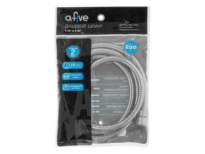 Шланг душевой, SUS/EPDM, 1/2" г-г 200 см, хром, гайка латунь, anti-twist A-five A5-022