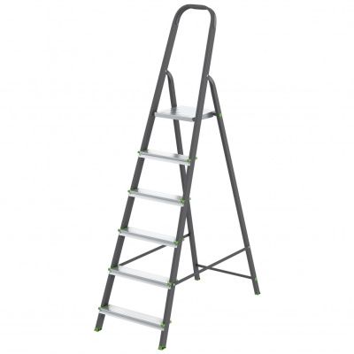 Стремянка, 6 ступеней, стальной профиль, алюминиевые ступени Россия Сибртех 97956