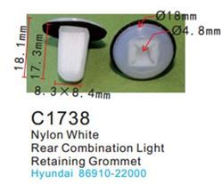 Клипса для крепления внутренней обшивки а/м Хендай пластиковая 100 шт Forsage C1738(Hyundai/Honda)