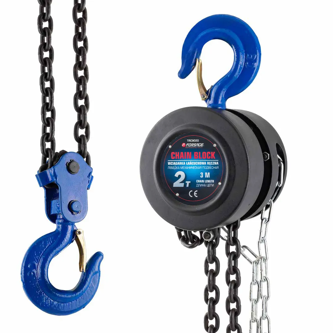 Таль механическая 2 т, цепная, с фиксацией цепи натяжения , L цепи 2,5 м Forsage F-TRC9020