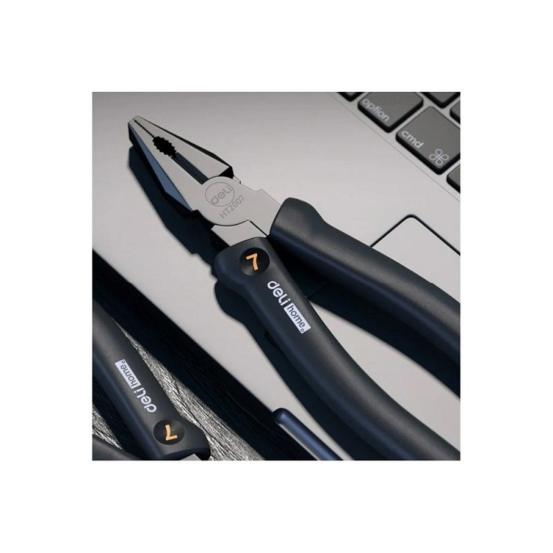 Длинногубцы Deli HS EHT2007, 180 мм, Soft Touch, черный