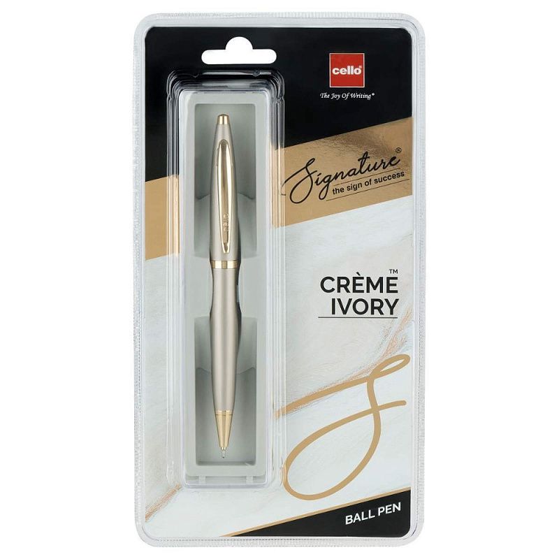 Ручка шариковая автоматическая "Creme Ivory", 0.7 мм, айвори, золото, стерж. синий
