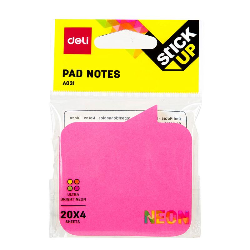 Бумага для заметок на клейкой основе "Deli", 76x76 мм, 80 листов, ассорти