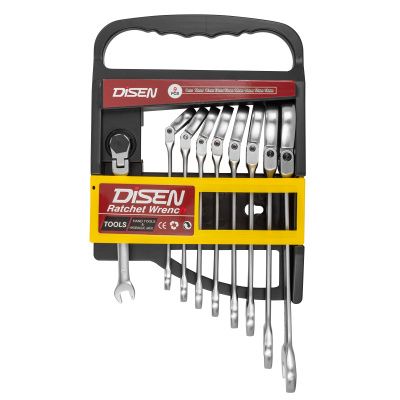 Набор ключей трещоточных с шарниром 8-19 мм, 9 пр. DISEN DSD1513F