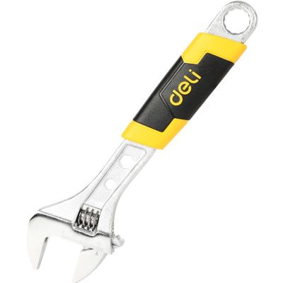 Ключ разводной Deli EDL30110, 250 мм, черный, желтый