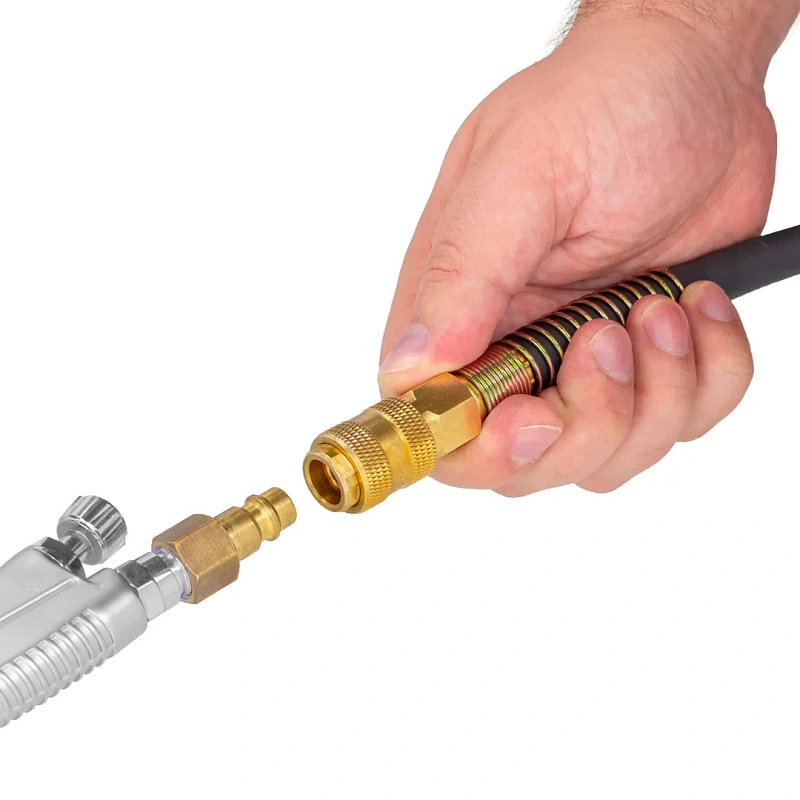 Шланг резиновый воздушный армированный с быстросъемами 10x16 мм, 15 м ILOforce IF-AHF-1510