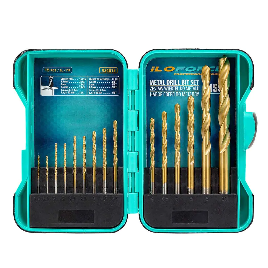 Набор сверл по металлу 15 пр, 1.5-10 мм ILOforce IF-924U15