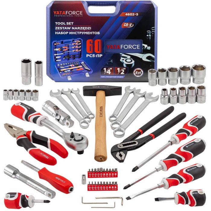 Набор инструментов 60 пр. 1/4''&1/2'' 6-гр YATAFORCE YF-4602-5