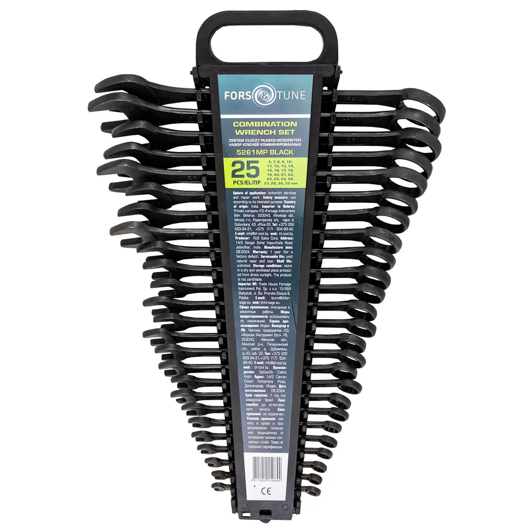Набор комбинированных ключей 25 пр, 6-28, 30, 32 мм FORSandTUNE FORSandTUNE-5261MP BLACK
