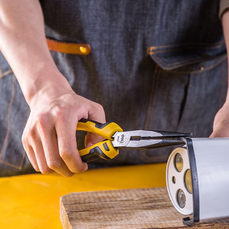 Длинногубцы Deli "EDL2108", 200 мм, желтый, черный