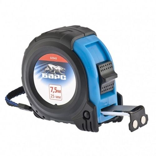 Рулетка Вектор, утолщенное полотно, магнитный зацеп, обрезиненный корпус Барс