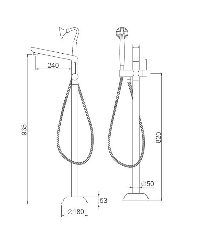 Смеситель для ванны напольного монтажа, латунь, хром GERHANS K13219-1
