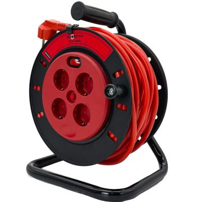 Удлинитель Magnetta PEC25-3G2.5-AC, 25 м, катушка (4 роз., 2,5 мм, 5,5 кВт, защита от перегрузки)