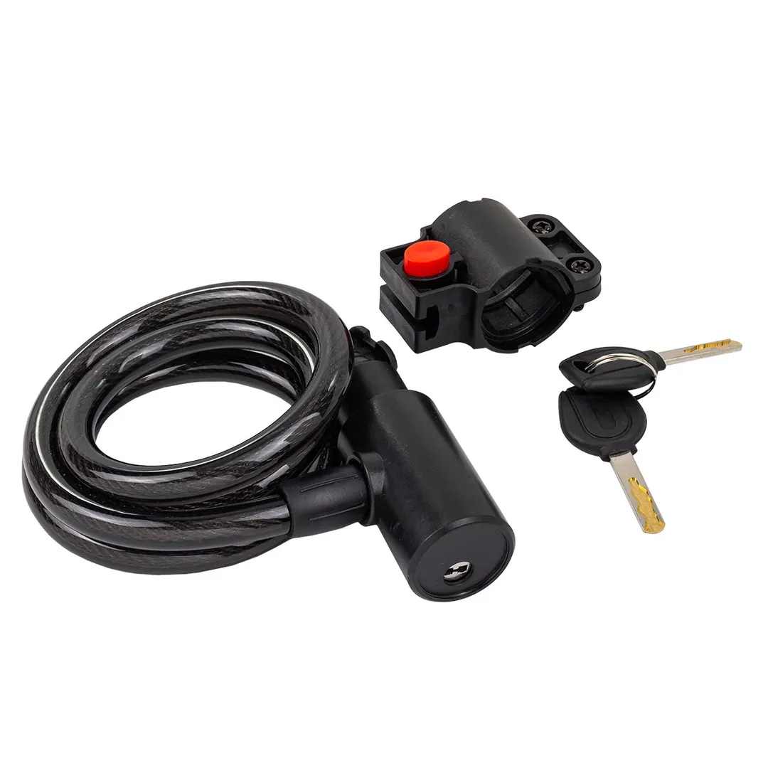 Замок велосипедный на ключ, толщина троса 12 мм, длина троса 1200 мм ForceKraft FK-JQ 8226