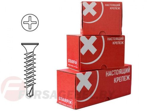 Саморез оконный белый цинк, крупная резьба, острый Starfix