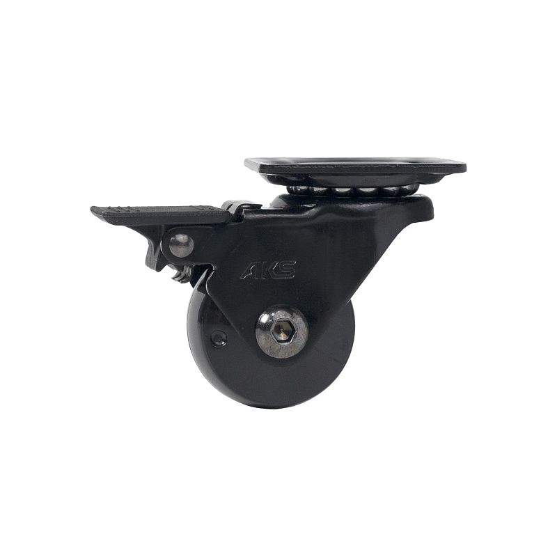 Колесо меб. ORION d35 h50 с площадкой с торм., черный AKS 122753
