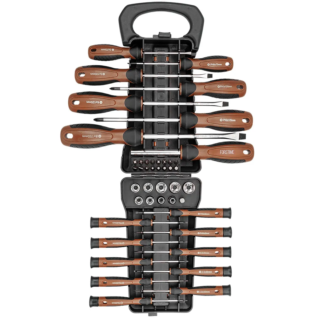 Набор отверток SL, PH, отверток для точных работ SL, PH, Torx, биты SL, PH, PZ, Torx, головки 7-13 мм 44 пр FORSTIME FT-7044