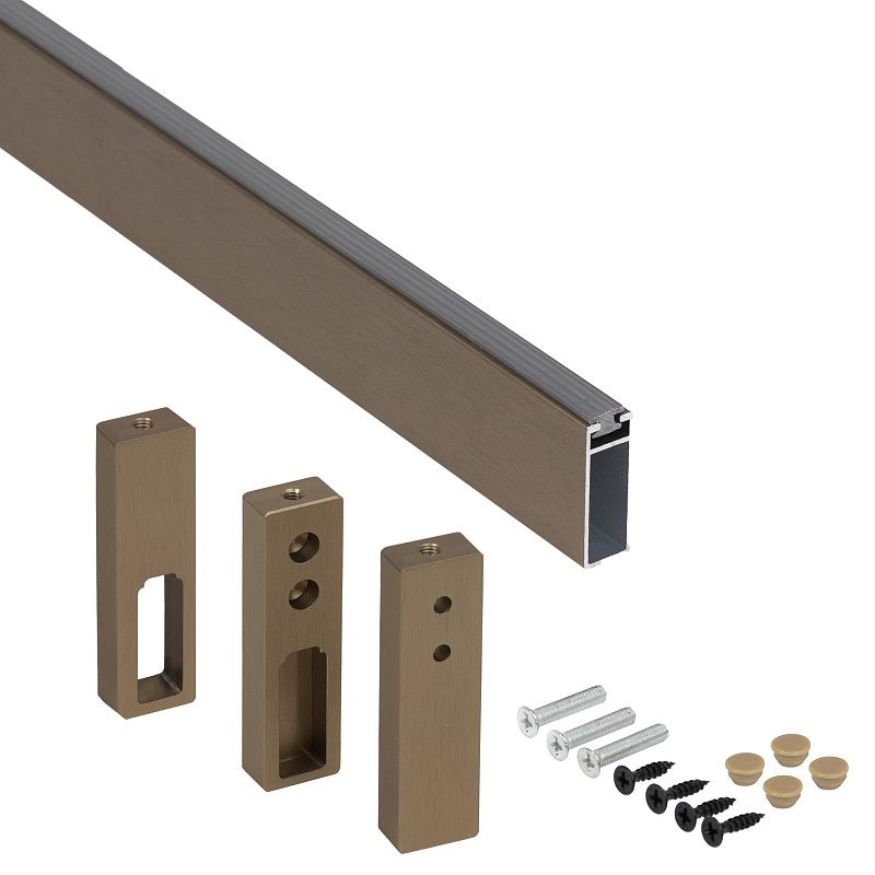 Штанга гардеробная прямоуг. FAME L-1000 с проходным и концевыми держателями, латунь браш AKS 121278