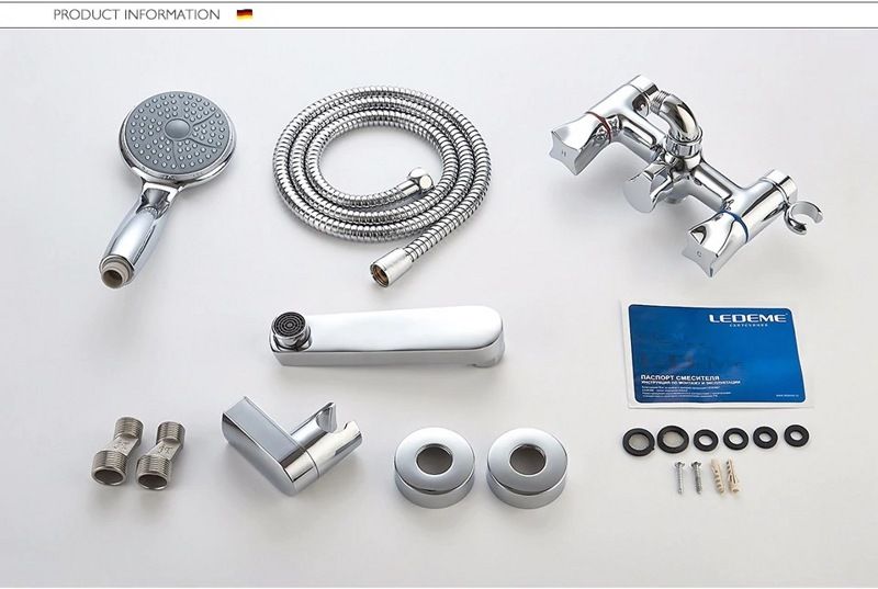 Смеситель для ванны, латунь, хром Ledeme L3187